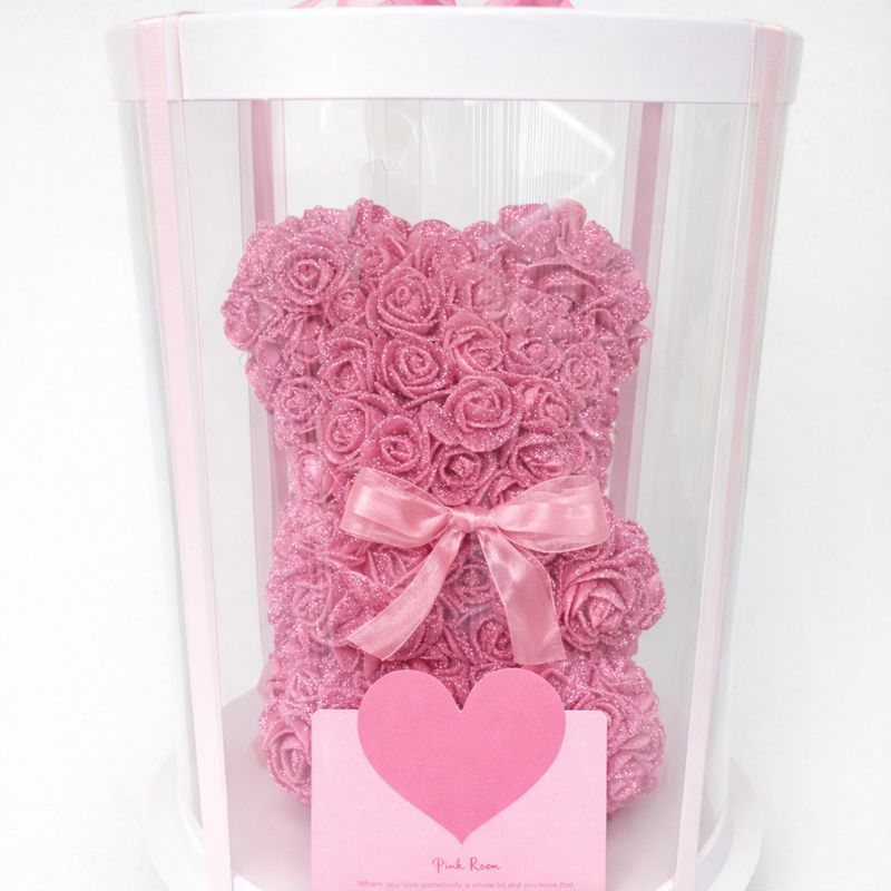 PINK GLITTER GLAM ROSE BEAR