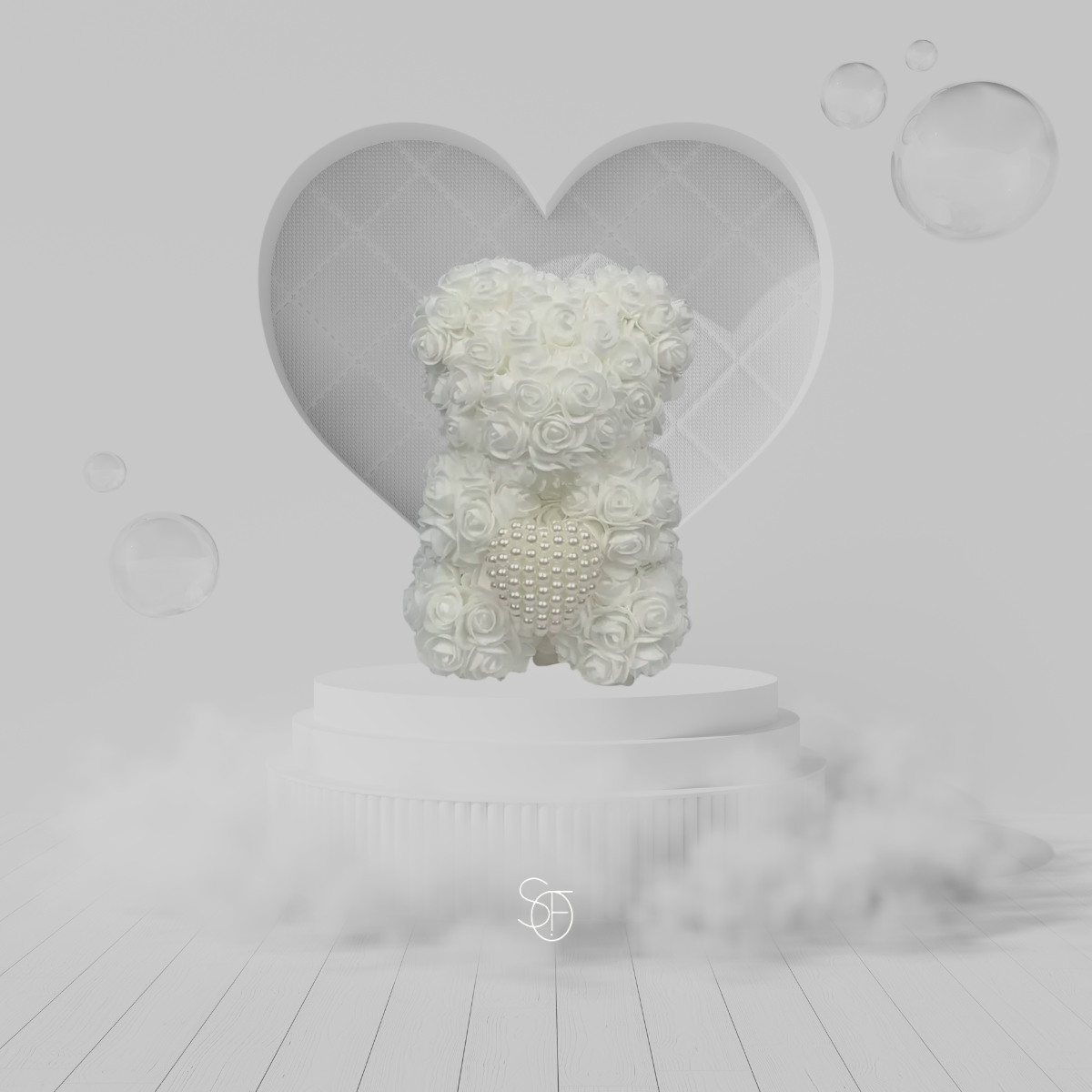 WHITE PEARL ROSE BEAR