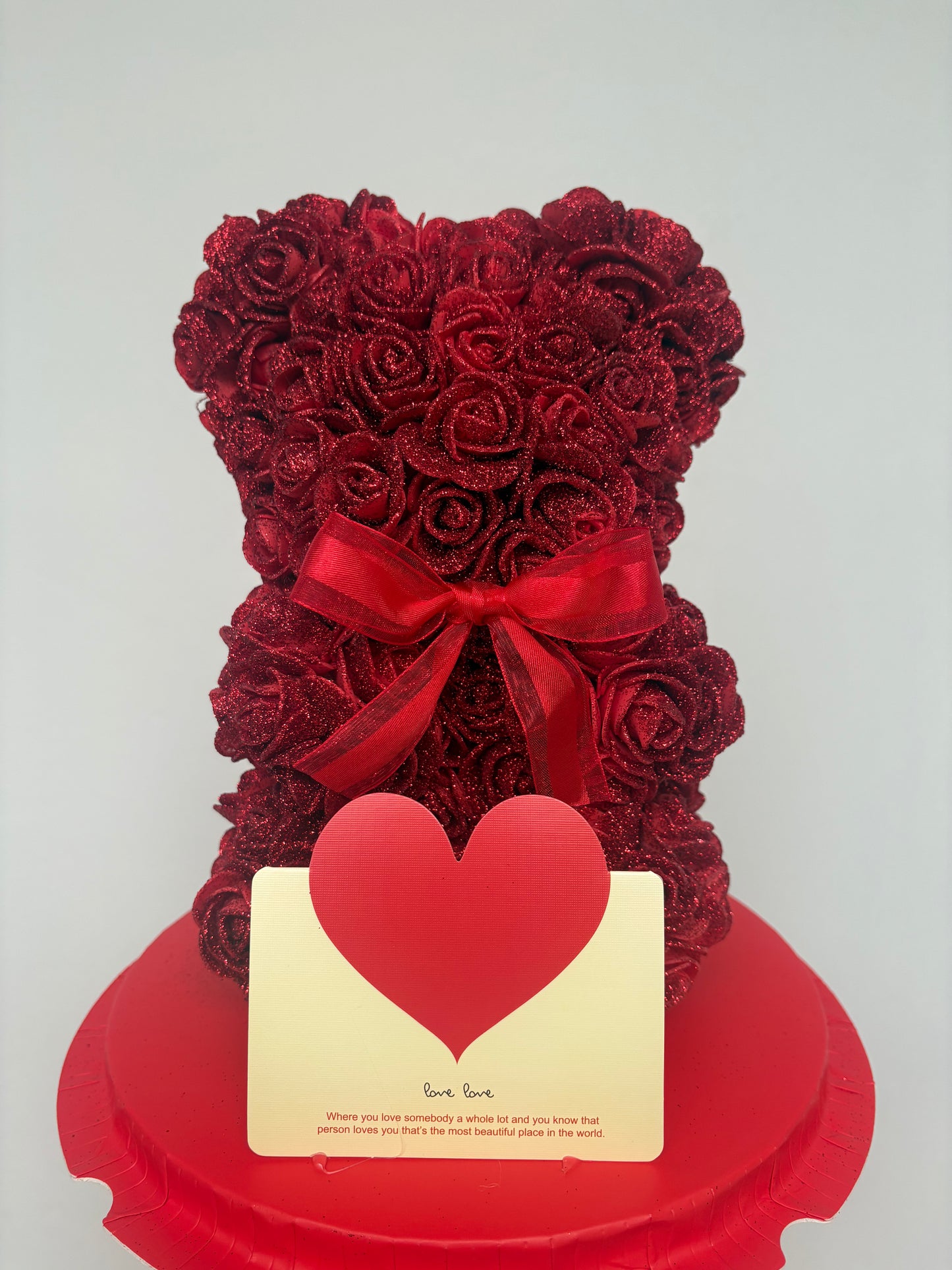 RED GLITTER GLAM ROSE BEAR