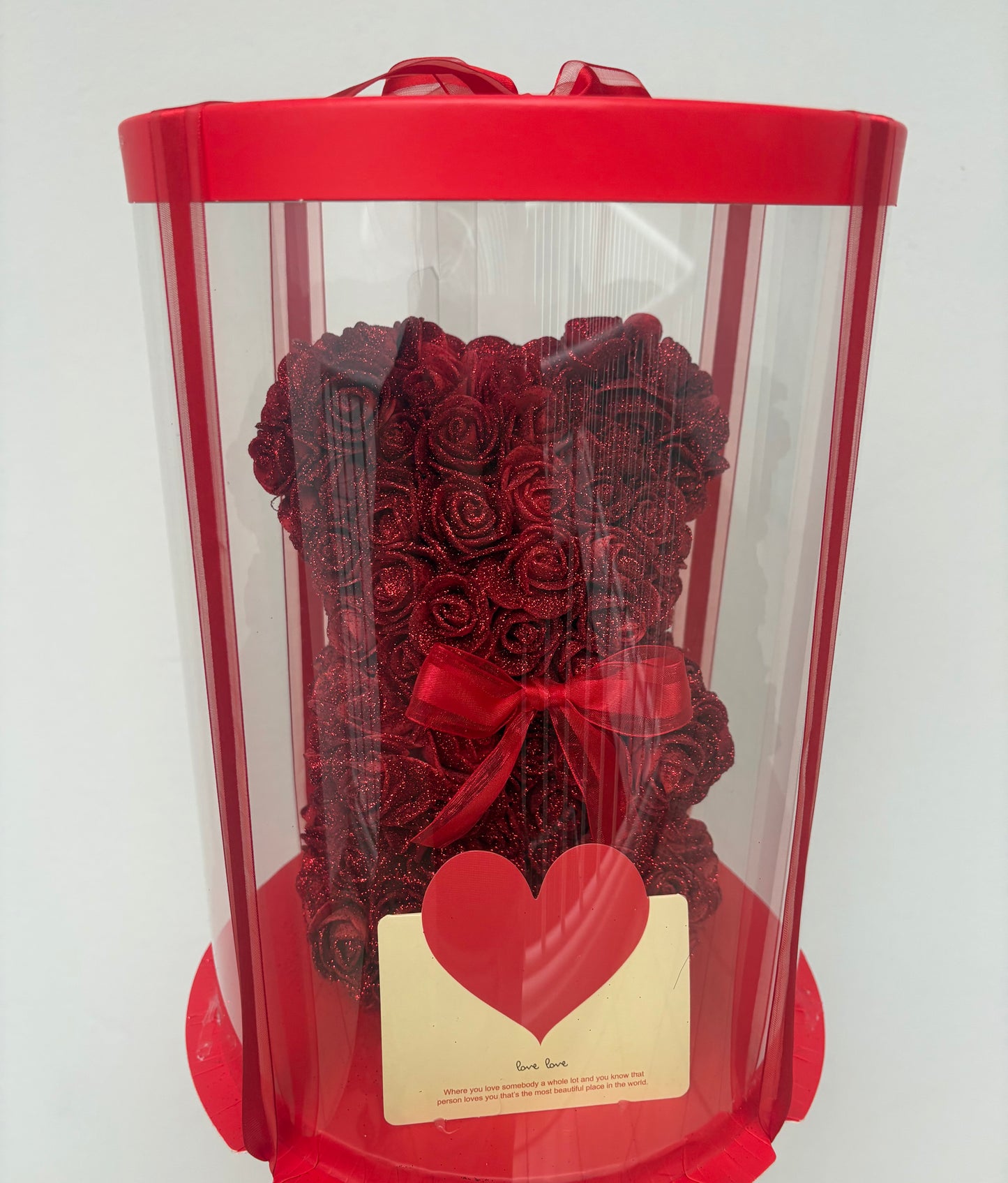 RED GLITTER GLAM ROSE BEAR