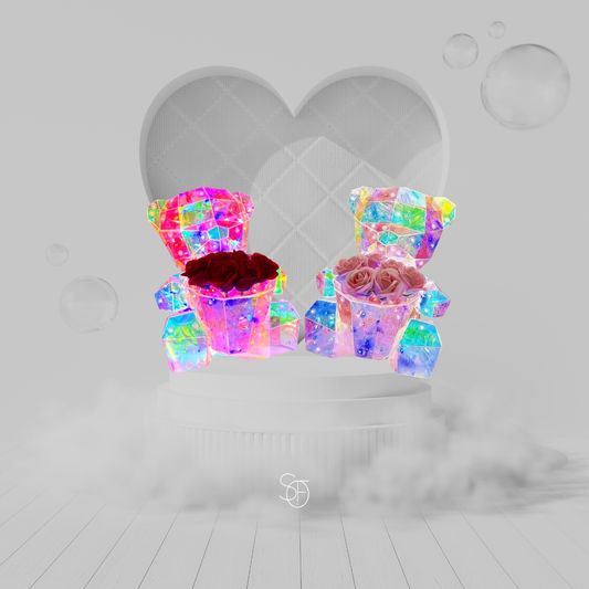 LED LAMP POLY BEAR WITH BOUQUET