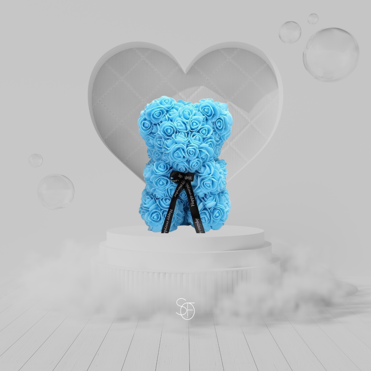 LIGHT BLUE ROSE BEAR