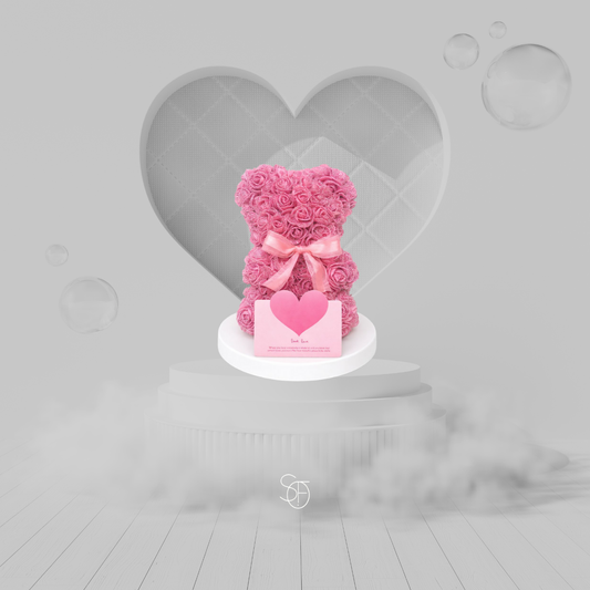 PINK GLITTER GLAM ROSE BEAR