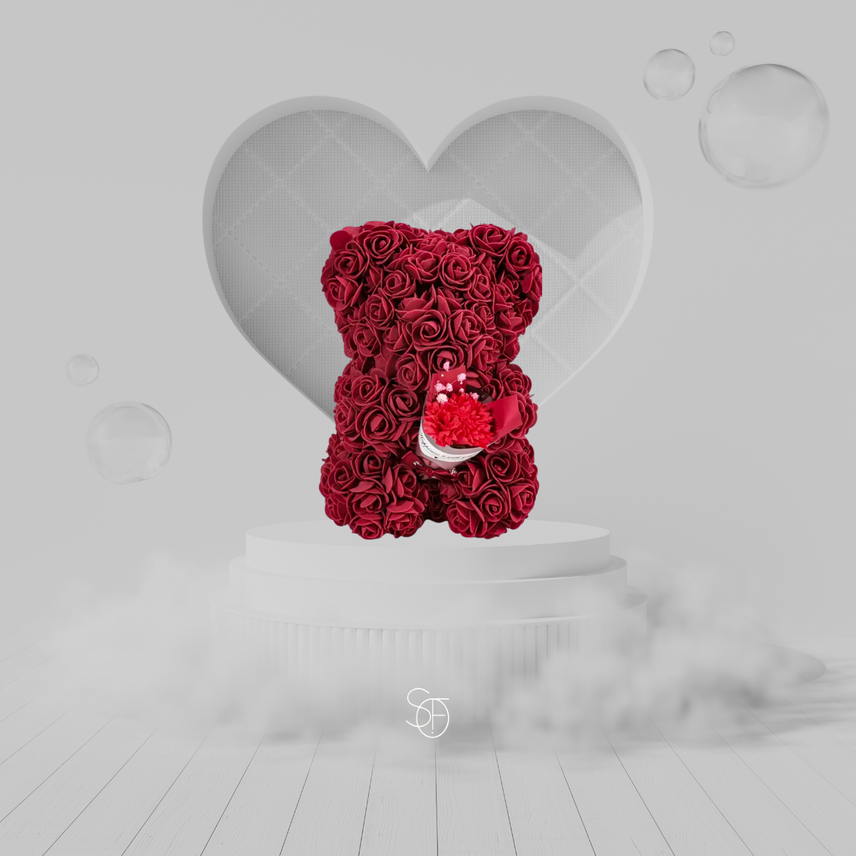 WINE BOUQUET ROSE BEAR